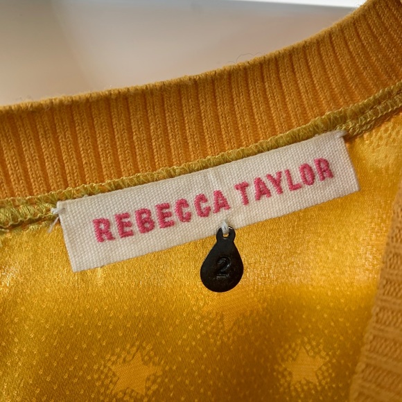 Rebecca Taylor Mustard Blouse with Gold Stars - S - Picture 3 of 6